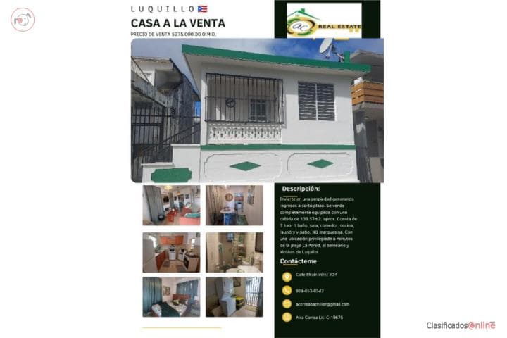 Invierte en casa terrera en Luquillo ,
en Luquillo Puerto Rico Casa en Barrio - Pueblo