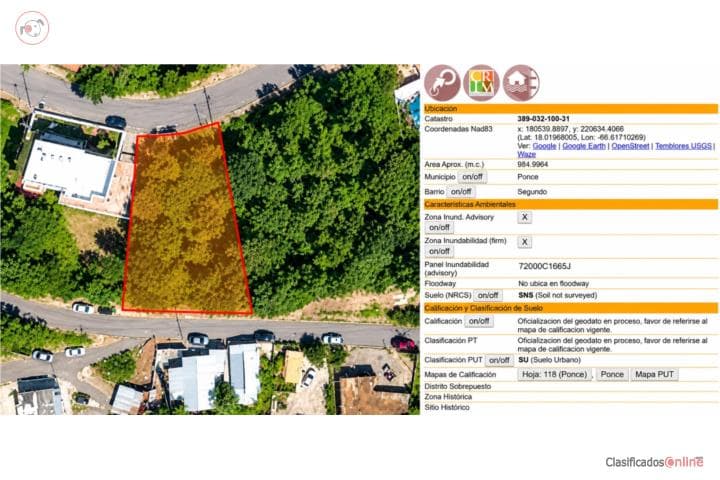 SOLAR EN VENTA – EL VIGÍA,
en Ponce Puerto Rico Solar en Sector - El Vigia